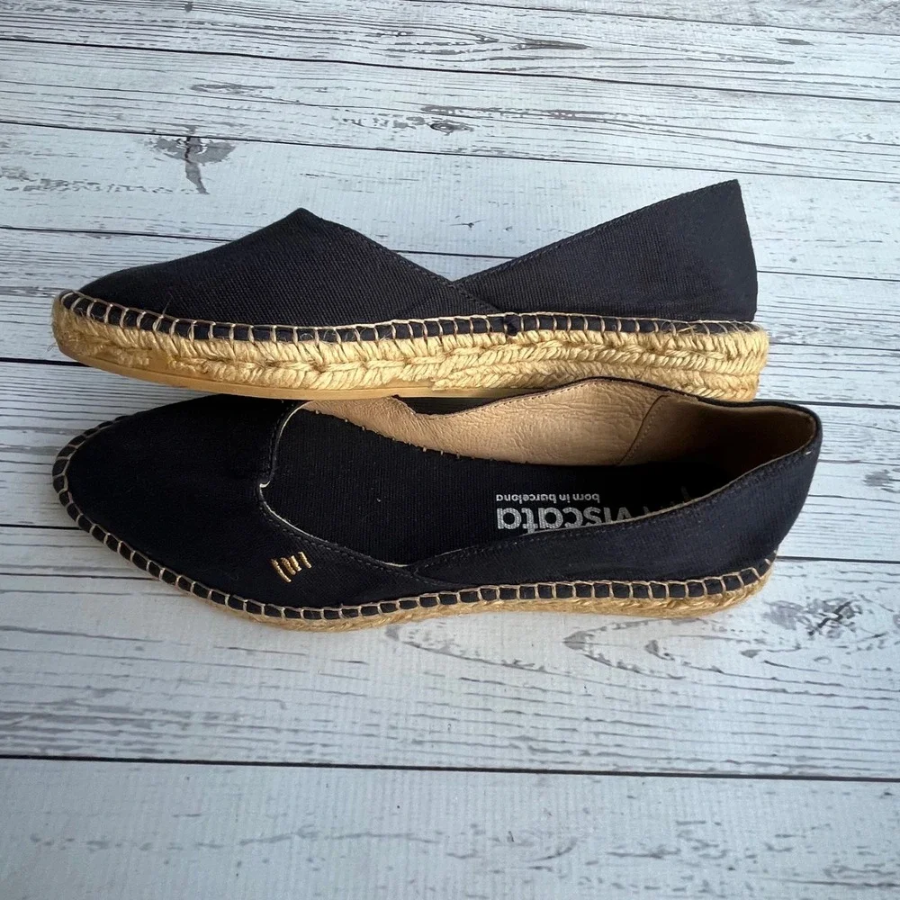 Viscata Barcelona NEW Womens Black Canvas dOrsay Espadrille Spain 39 Coastal